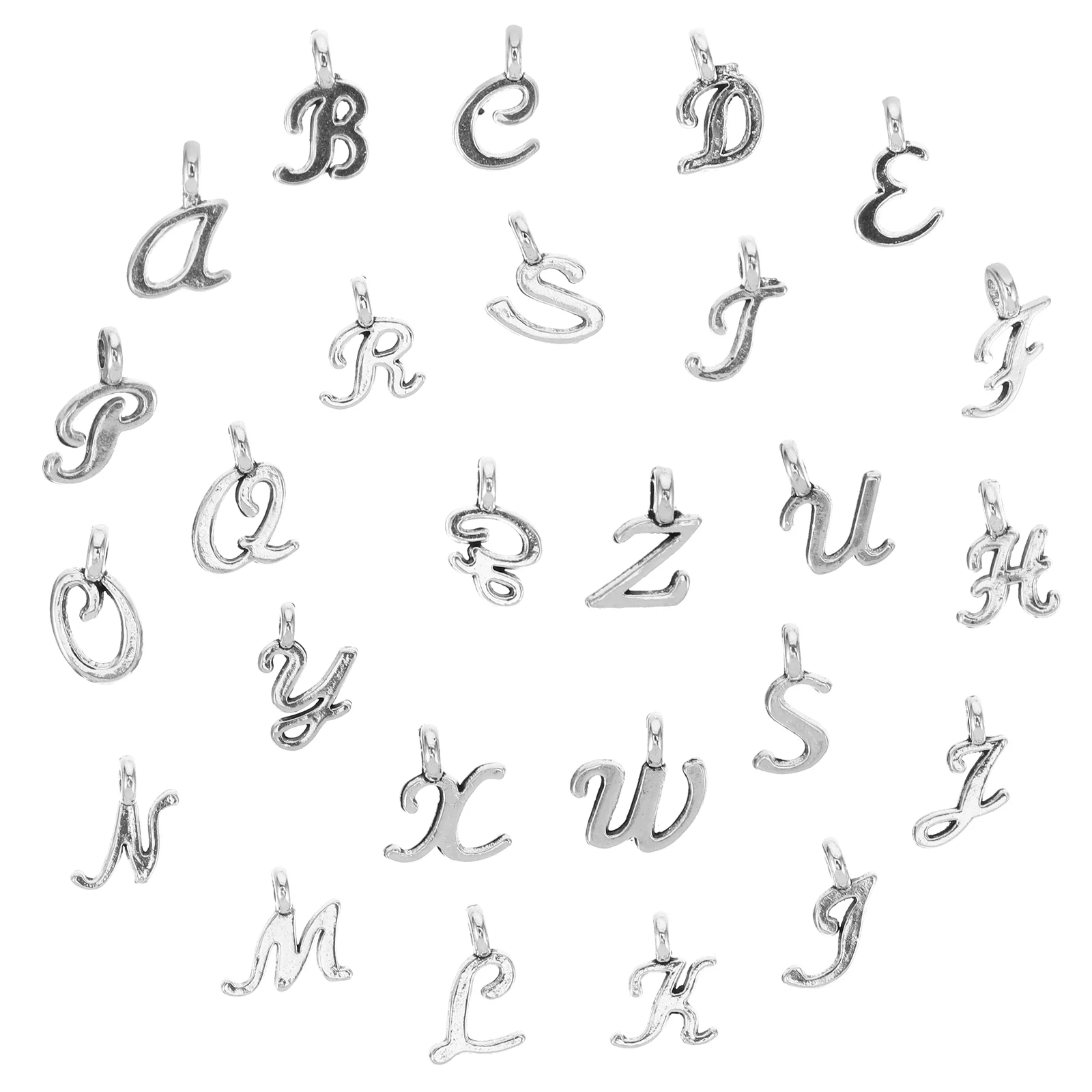 

26 Pcs English Alphabet Pendant Jewelry DIY Charms for Necklace Making Metal Bracelet Zinc Alloy Small Jewelries