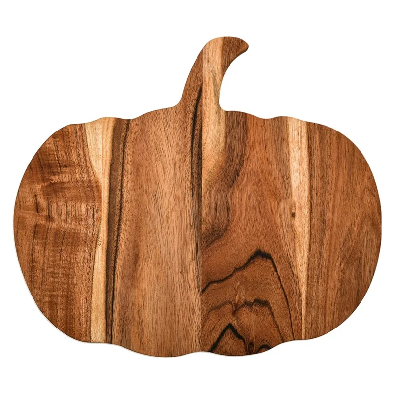 

D9-Pumpkin Shape Halloween Wood Cutting Board For Kitchen Decorations, With Handle Serving Platter Boards