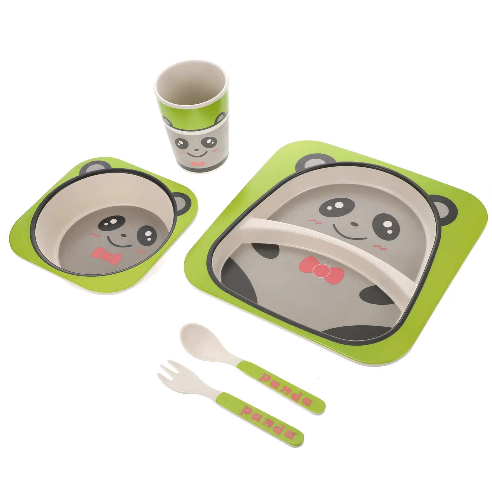 

5pcs Kids Dining Set Children Plates Tableware Edgeless Bamboo Fiber Bowl Toddler Dinnerware Small Hands Independent Feeding