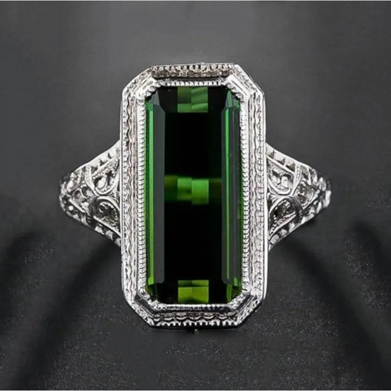 

Fashion Party Ring for Women, Natural Emerald Wedding Jewelry Birthday Gift