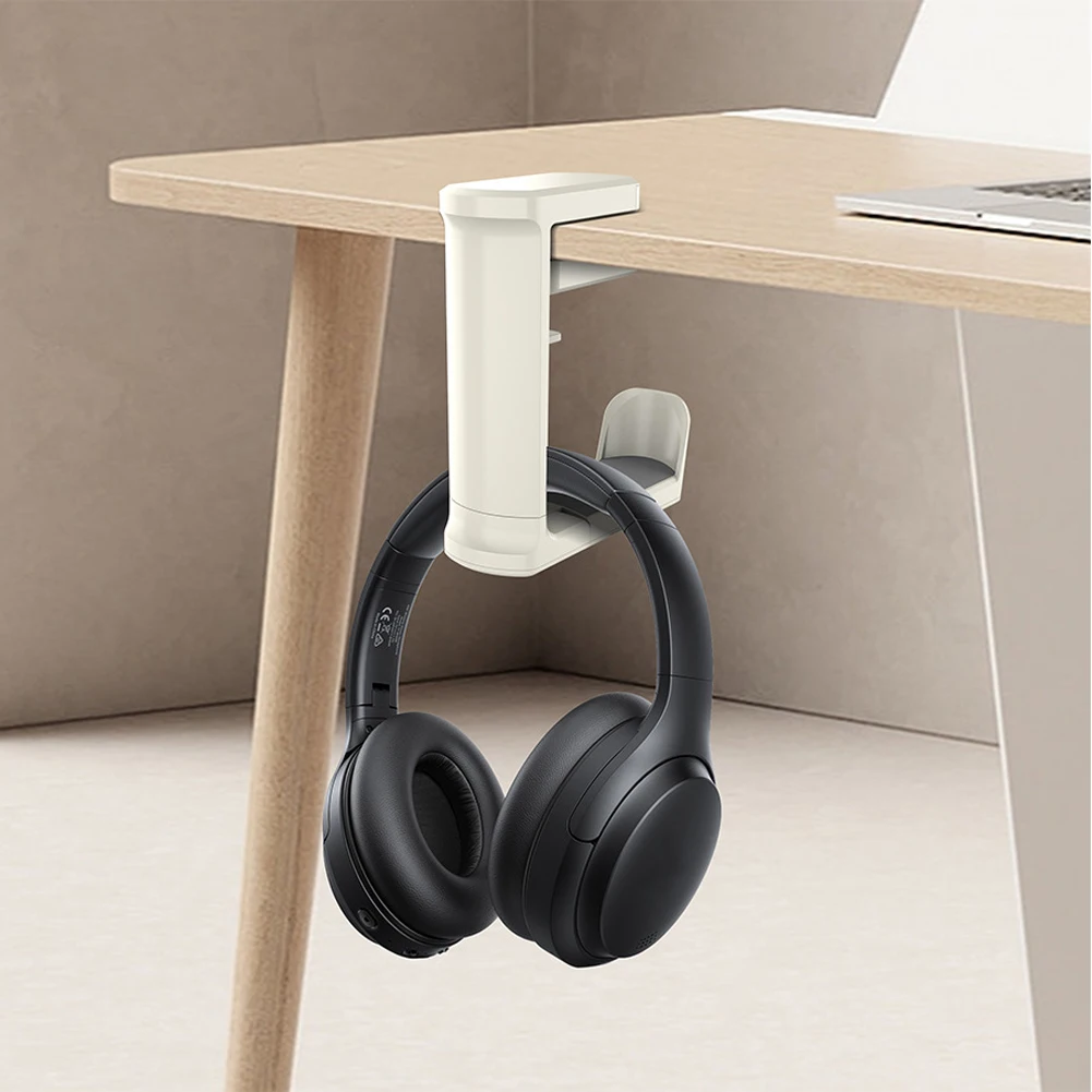 Headphone Stand Holder Drilling Free Non Slip Headphone Hanger 360 Rotating Gaming Headset Desk Hanger Hook Adjustable