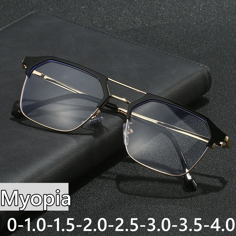 

Ladies Square Frame Myopia Glasses High Quality Classic Anti-blue Computer Eyewear Trendy Retro Finished Myopia for Men Women