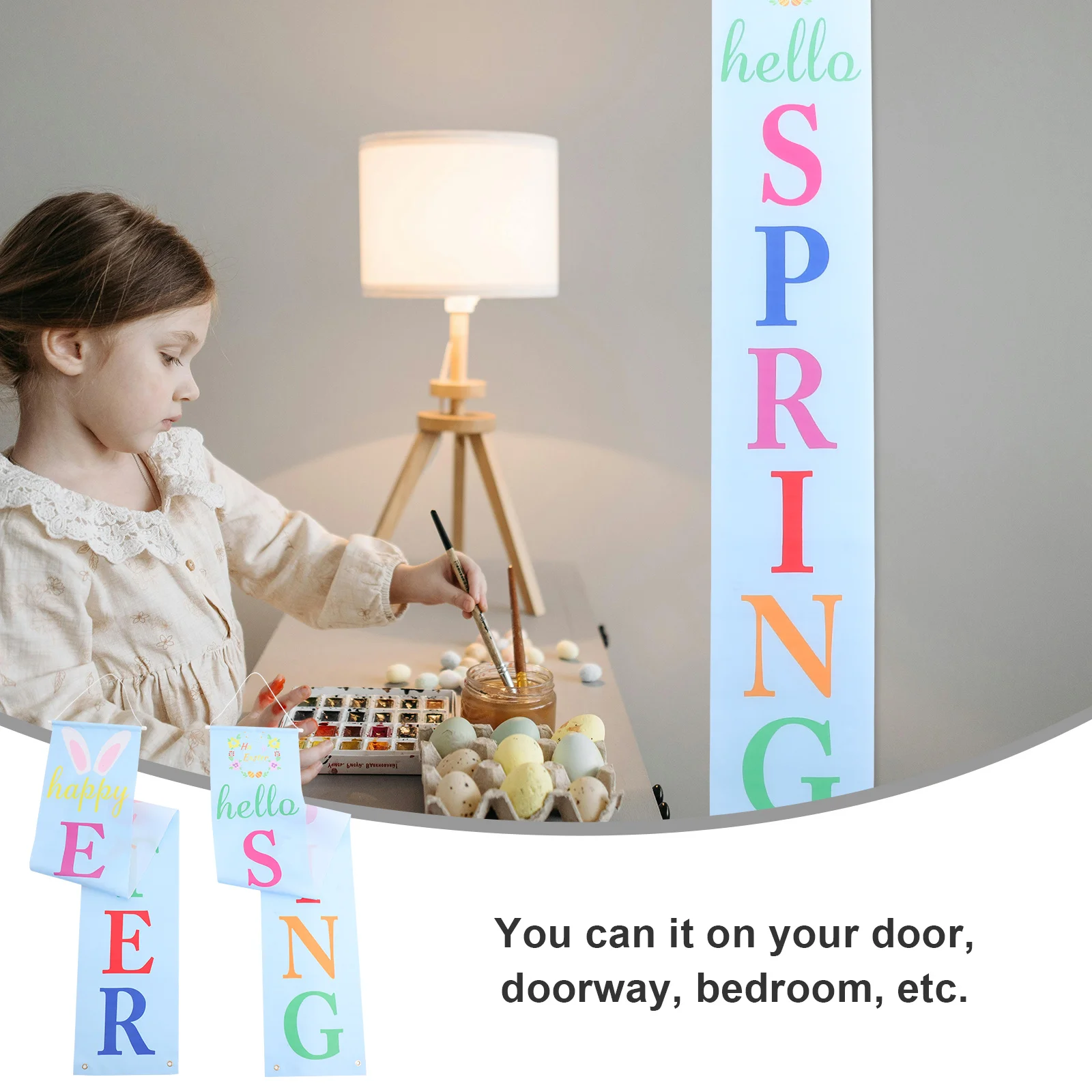 

2Pcs Easter Door Banner Decorative Door Couplets Clear Pattern High Quality Size Suitable for Easter Party Decor