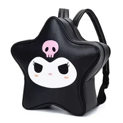 MINISO Kuromi HelloKitty Japanese Kawaii Creative Five-pointed Star Large-capacity PU Backpack Y2k Sweet Hot Girl Style Backpack