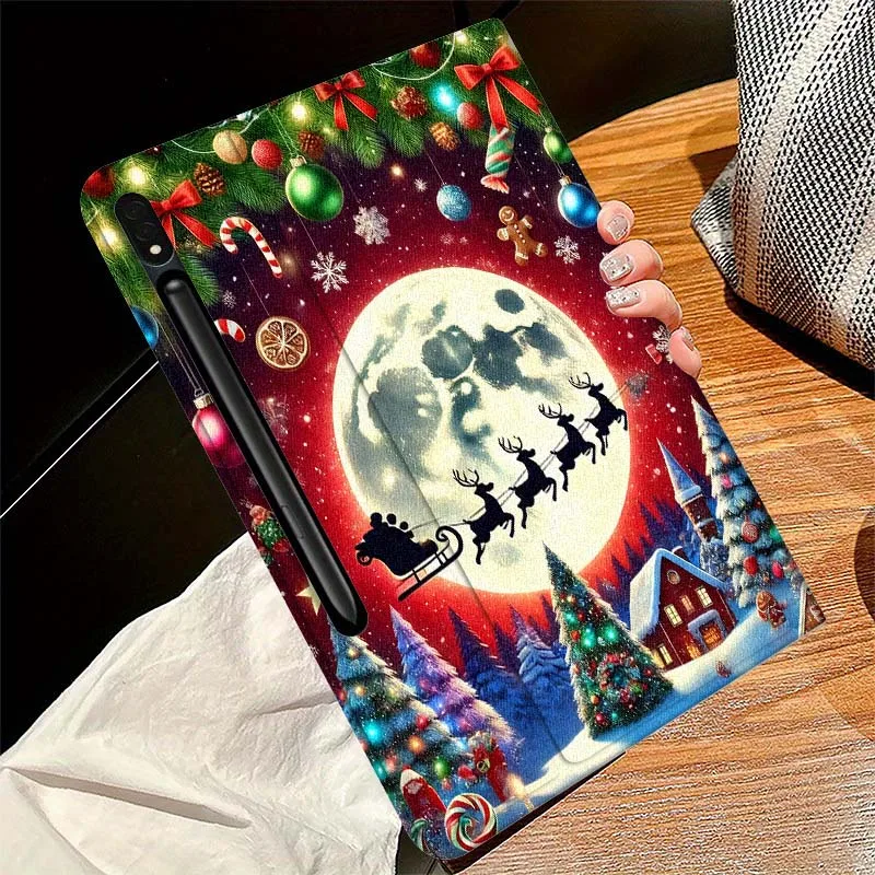 حافظة تابلت بنمط عيد الميلاد لهاتف سامسونج جالاكسي تاب S7 S8 S9 S10 FE Plus Lite 11 12.4 13.1 بوصة