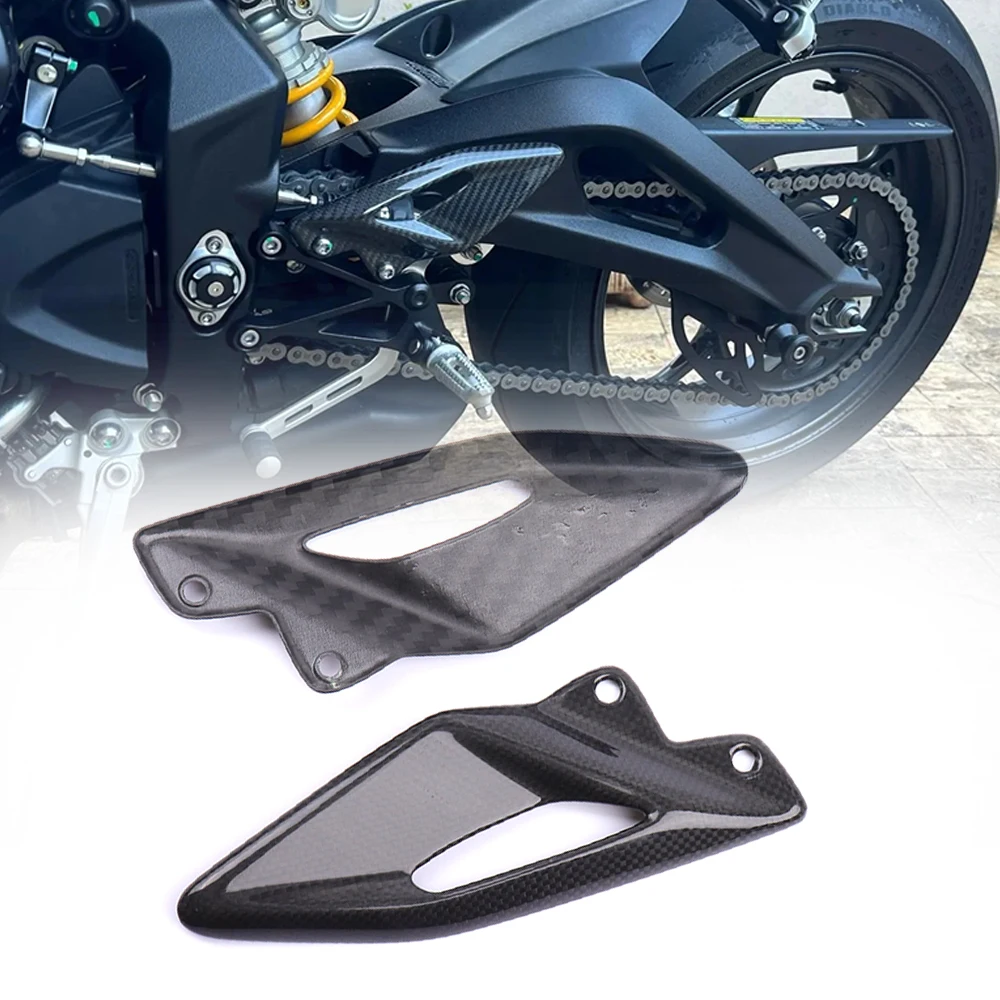 Heel Guard Plates Foot Rests For Triumph Street Triple 660 765 R RS 2016-2021 2022 2023 2024 Carbon Fiber Motorcycle Accessories