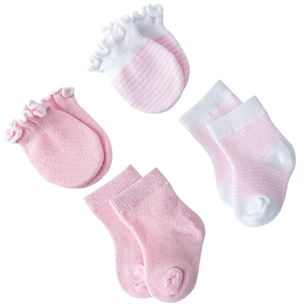 4 paia di calzini per neonati Guanti per bambini alla moda Assorbimento dell'umidità Caldi flessibili antiscivolo Vestibilità comoda per i più piccoli appena nati tutto l'anno