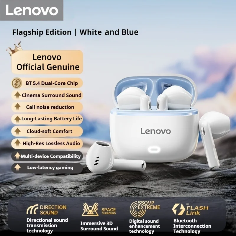 Lenovo EA175 TWS Kabellose Ohrhörer Semi-In-Ear Bluetooth 5.4 Kopfhörer ENC Geräuschunterdrückung Touch-Steuerung 24 Stunden lange Spielzeit Headset