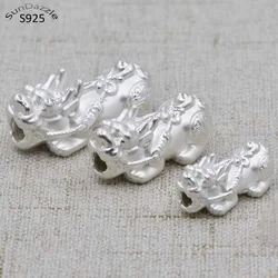 Geguine Real Pure Solid 990 925 Sterling Silver Pixiu Spacer Beads Chinese Mythical Beat Loose Bead DIY Jewelry Making Findings