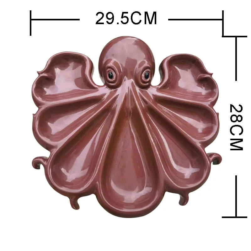 طبق الأخطبوط الفحم لطاولة المطبخ طبق الوجبات الخفيفة الفاكهة، أدوات المائدة الزخرفية، هدية لأي مناسبة