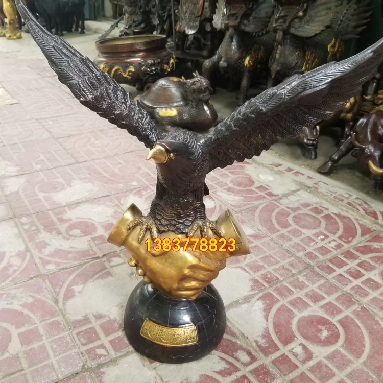 51CM Huge TOP business ART Success Auspicious Arabia Eagle Falcon bronze statue-HOME office company efficacious Mascot