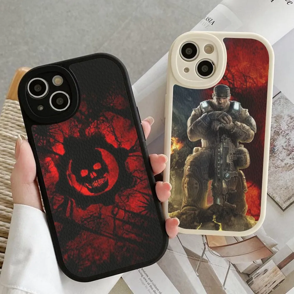 Gears Of-Wars Mousepad Hard Leather For iPhone 14 13 12 Mini 11 14 Pro Max Xs X Xr 7 8 Plus 6 6s