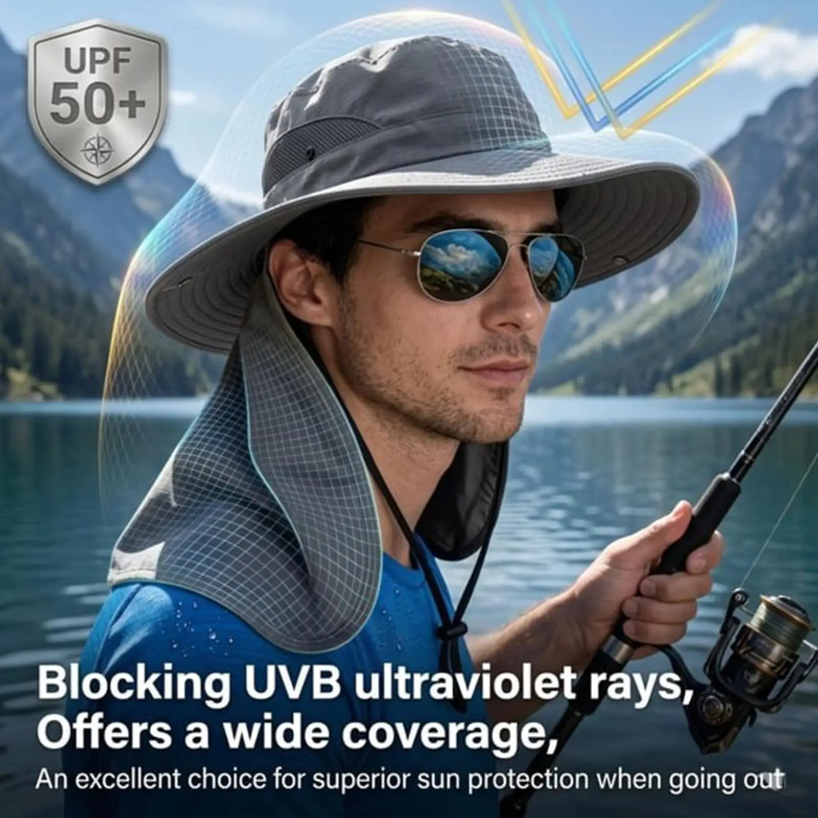 Summer Sun Hats UV Protection Outdoor Hunting Fishing Caps For Men Women Hiking Camping Visor Bucket Hat Neck Flap Fisherman Hat view 5