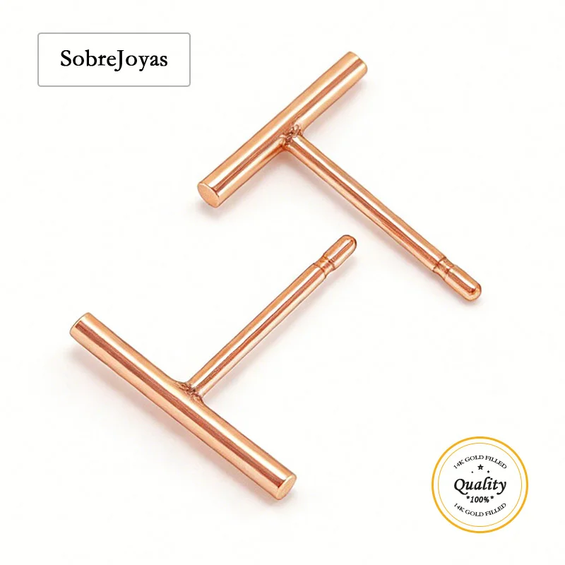 

14K Rose Gold Filled 10mm Bar Post Earring T Bar Earrings Wholesale BULK DIY Jewelry Findings
