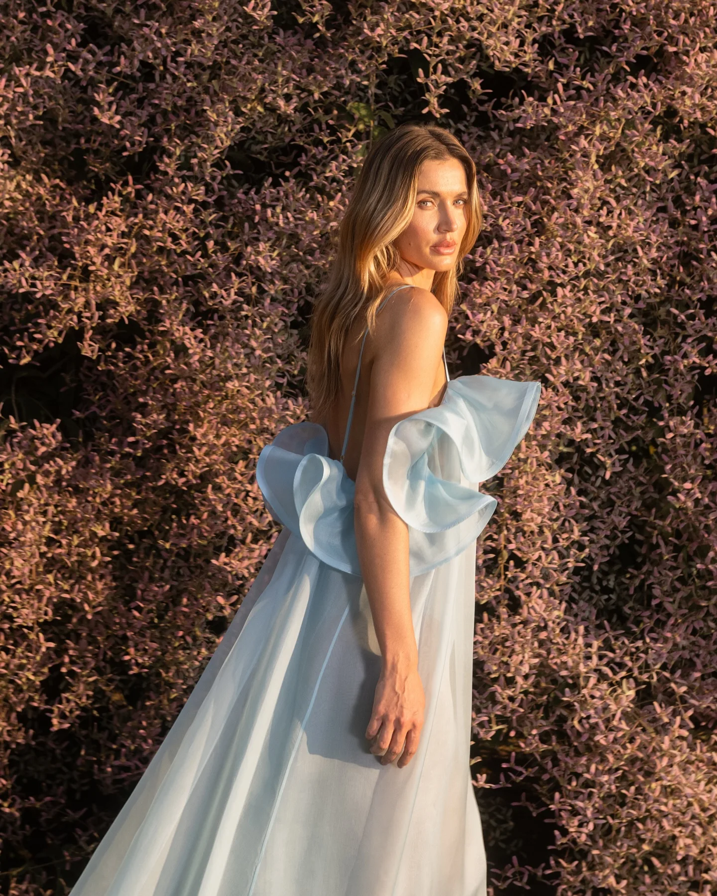 Blauwe chiffon maxi-jurk zomer Boho off-shoulder kanten bloemen feestjurk op maat gemaakte dames zomerfeestjurk kapmouwtjes 2025