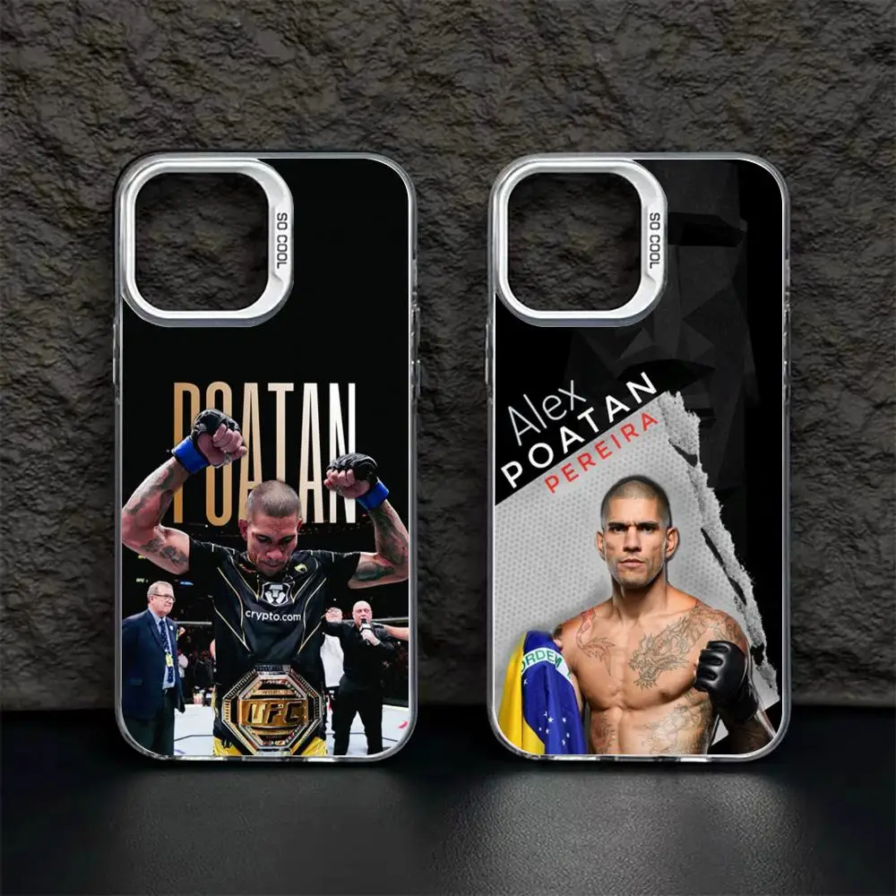 Fighting u-ufc Pereira Phone Case White IMD Colorful Silver Suitable soft case for iPhone 16 15 14 13 12 11 XS Pro Max