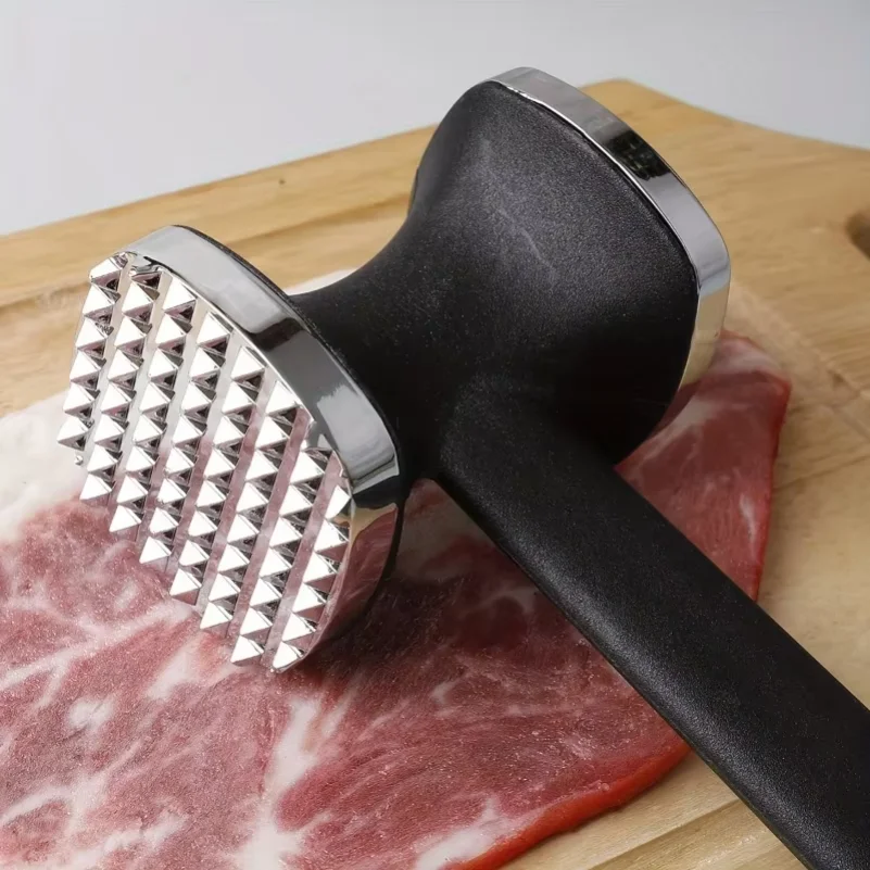 Stainless Steel Heavy Duty Meat Tenderizer Hammer with Rubber Grip for Effortless Pounding And Tenderizing Kitchen Tool
