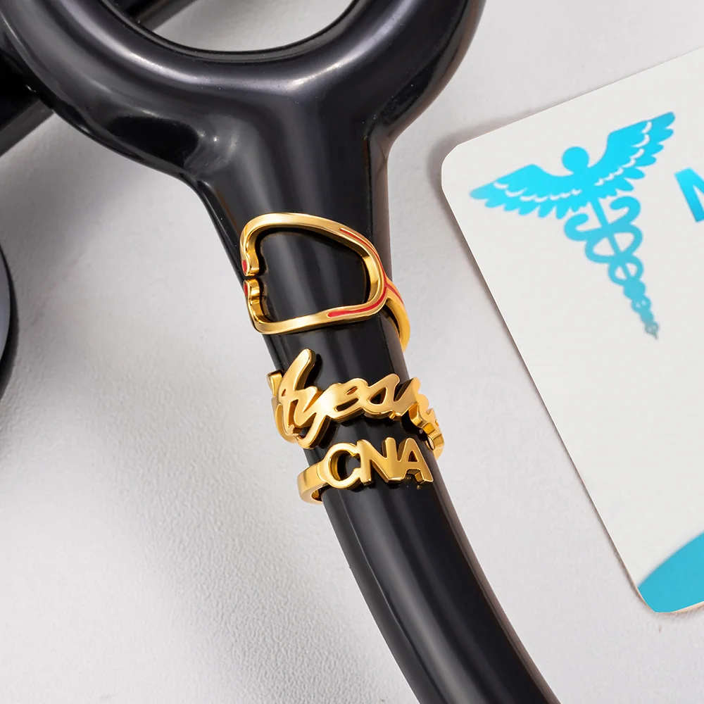 

Custom Stainless Steel Stethoscope ID Tag Double Name Stethoscope Charm Stethoscope Identifier Assistant Accessories Nurse Gifts