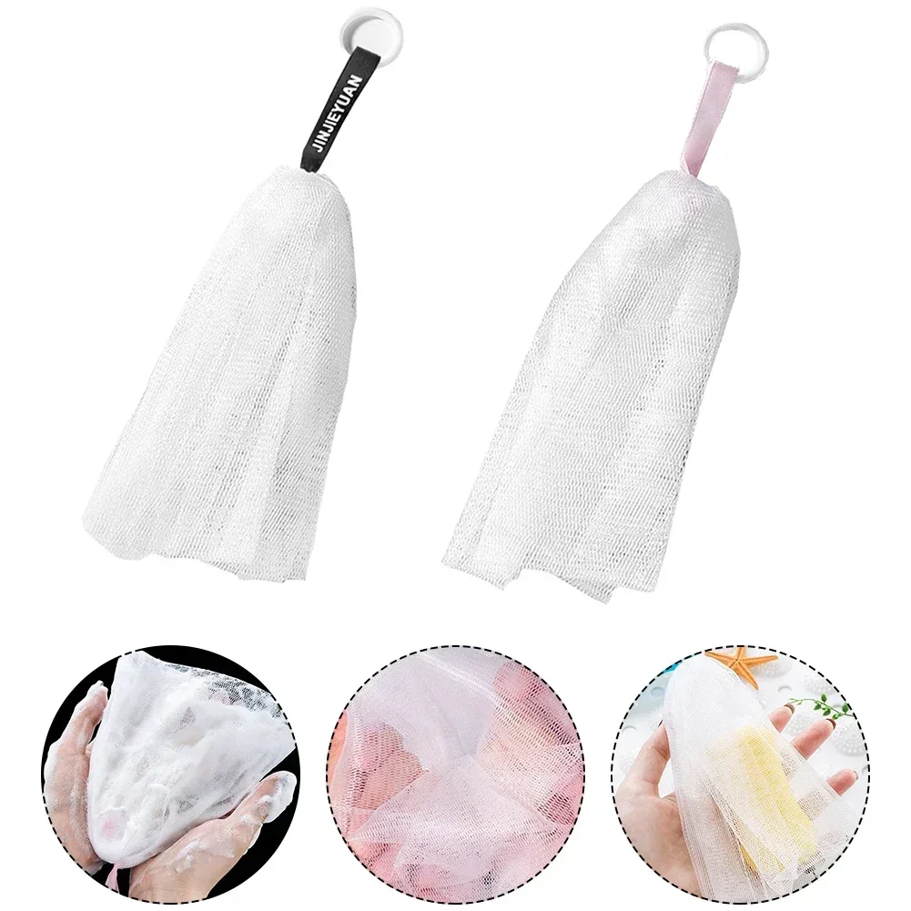 5pc Portable Hangable Handmade Soap Saver Bag Bath Shower Travel Foaming Exfoliating Mesh Soap Pouch Bubble Bags Drawstring Bags