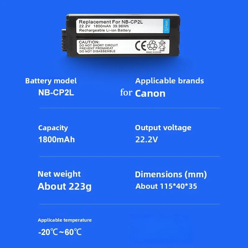 NB-CP2LH NB-CP2L Battery & Charger 1800mAh 22.5v  for Canon for SELPHY NB-CP1L CG-CP200 CP1500 CP1300 CP900 CP800 view 6