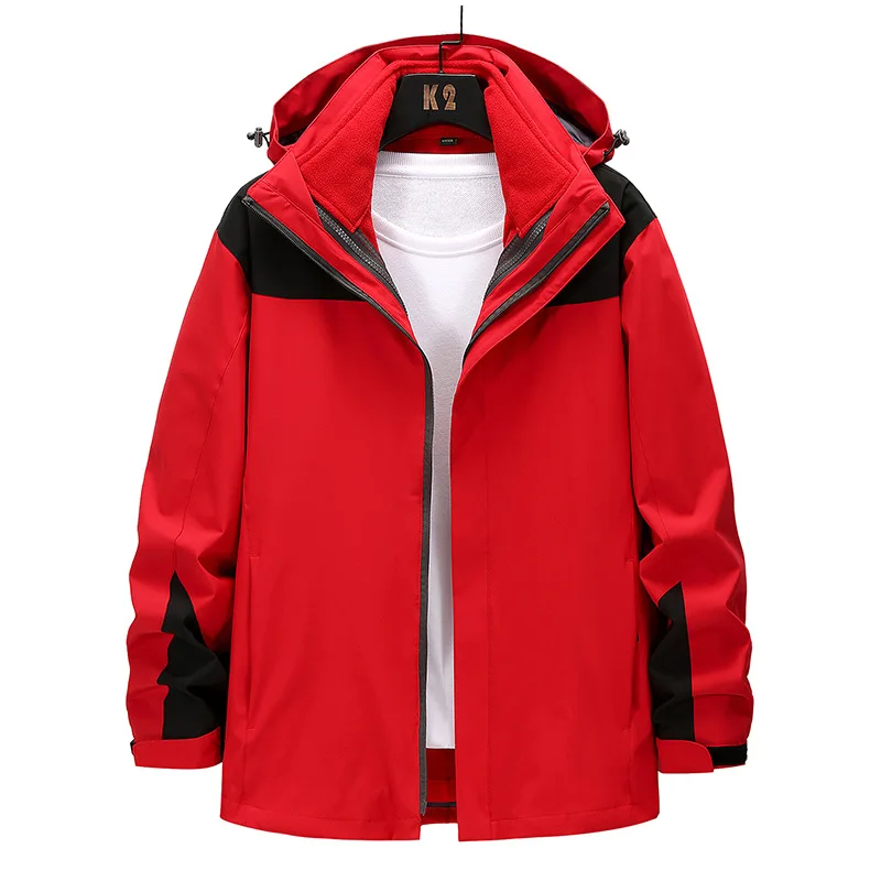 

Customized new outdoor jacket men women fleece thickened three-in-one windproof waterproof two-piece mountaineering