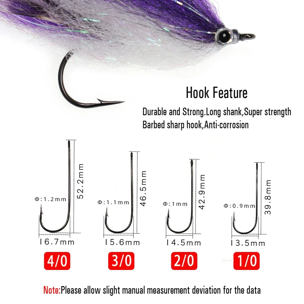 Vtwins Streamer mosca de agua salada Grizzly Hackle EP para lubina - imagen 5