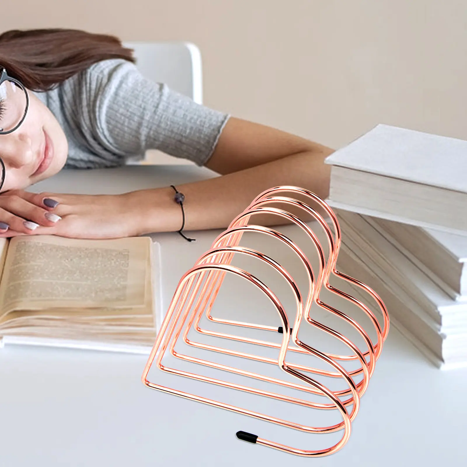 Bookend Wear-Resistant Premium Iron Solid Desk Book Holder Practical Home Office Decorative Organizer Book End