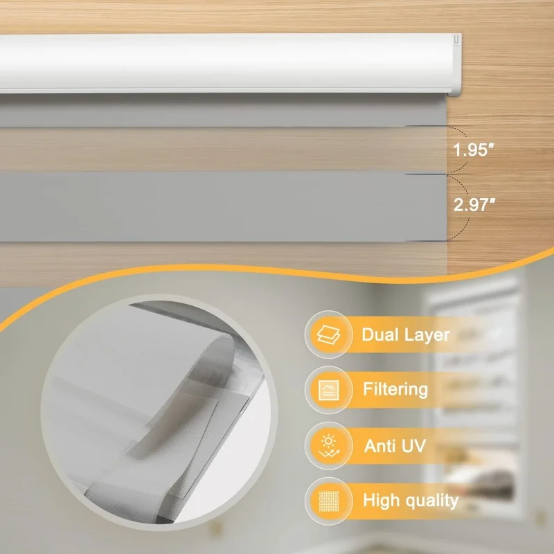 Best quality modern Wi-Fi App Control electric remote smart control dual layer day and night blackout zebra blinds for window
