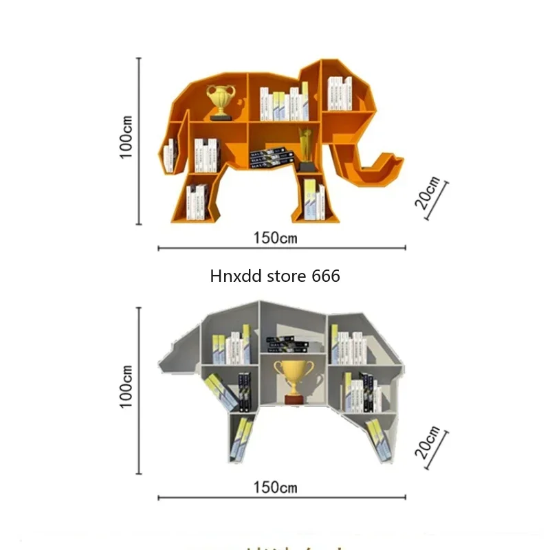 Creative Iron Art Children Animal Bookshelf Shelf Picture Book Storage Shelf Reading Room Elephant Bookcase Home Furniture WKBS