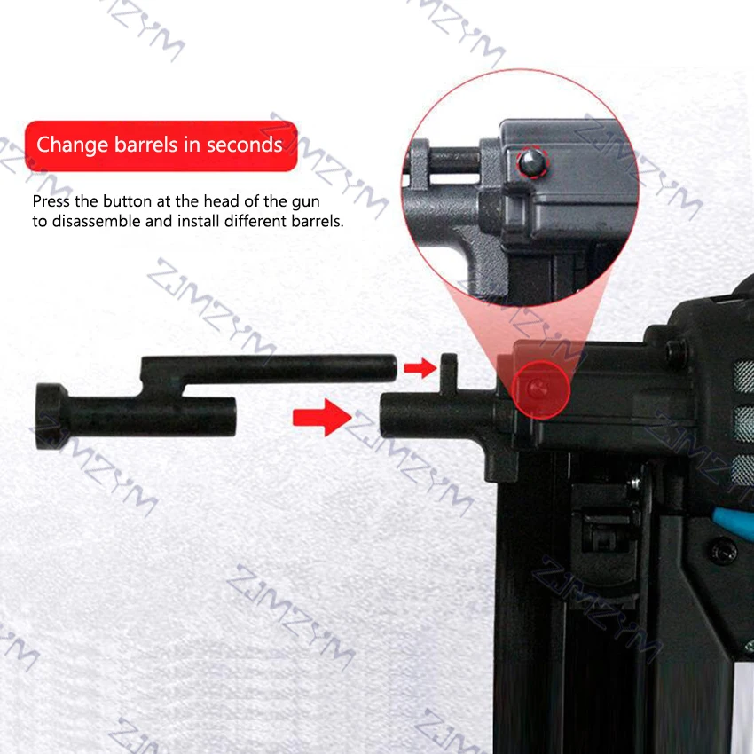 Imagem -06 - Agrafador a Gás Elétrico Focinho Ferramenta Pneumática Peças Multifuncional Pistola de Unhas Bico Focinho Barril Conjunto Acessórios Originais Gsr40