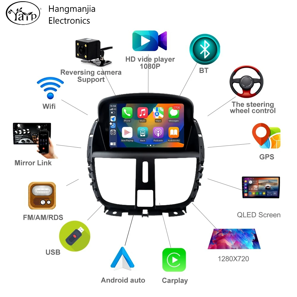 Car Radio For Peugeot 207 207CC 2006 2007 2008 2009-2015 Android Wireless CarPlay Auto Intelligent Systems Autoradio Multimedia
