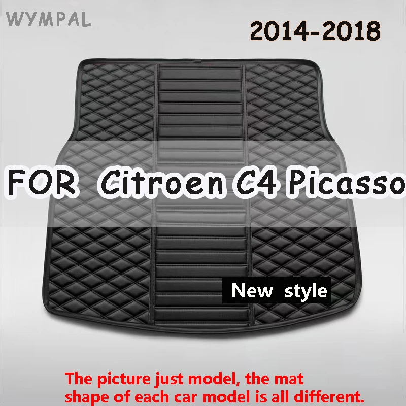 Car Trunk Mat For Citroen C4 Picasso 5-seat 2014 2015 2016 2017 2018 High Edge Design interior accessories