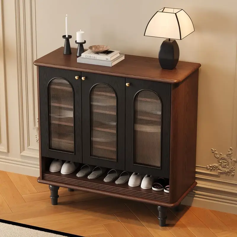 

Тумба для обуви из массива красного дуба в стиле французского ретро, для прихожей, средняя, антикварная, легкая роскошь, для хранения