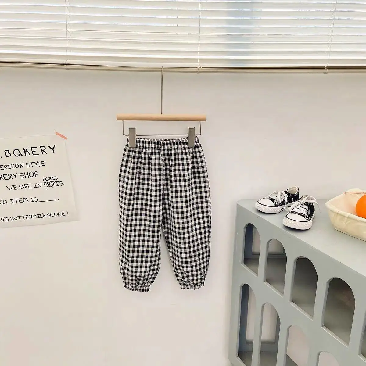73-120 Cm Geruite Broek Zomer Meisjes Nieuwe Stijl Harlan Broek Kinderen Mode Veelzijdige Broek Dunne Katoenen Muggenbestendige broek