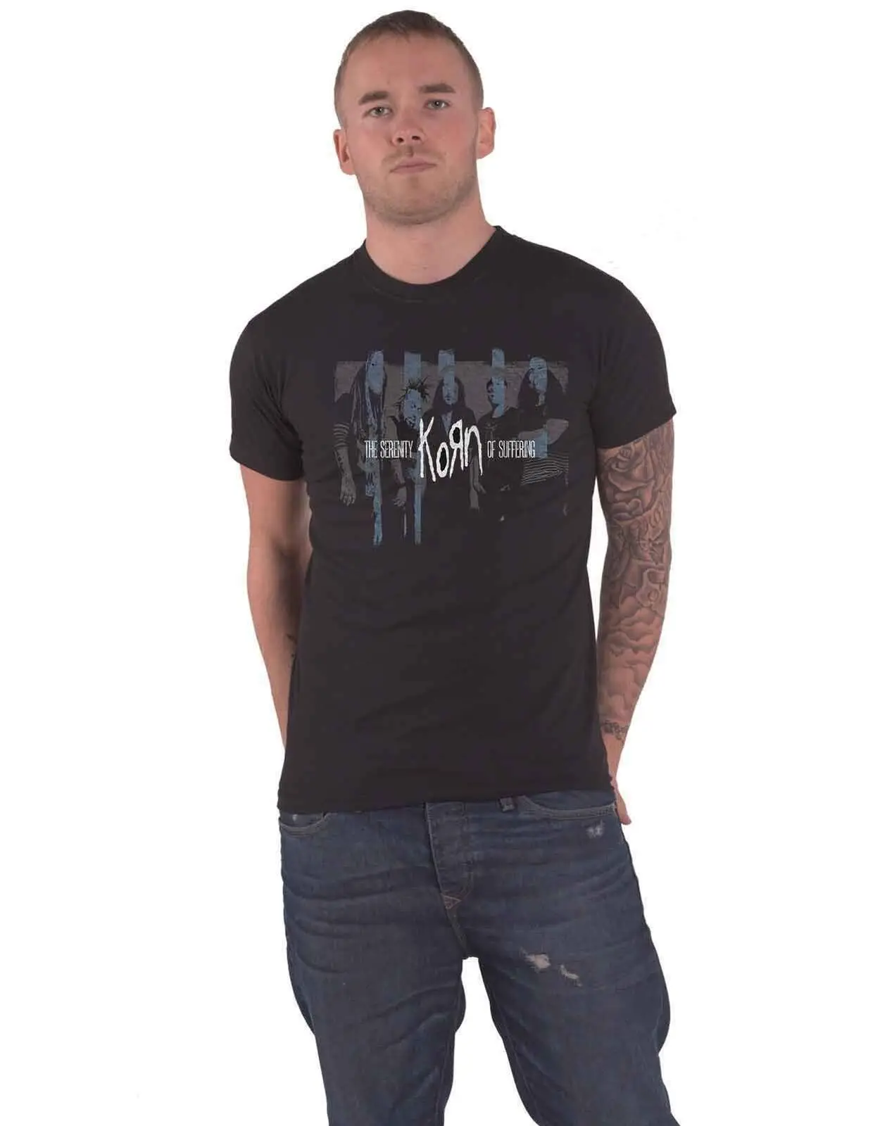 Korn Men's Block Photo Slim Fit T Shirt M Black