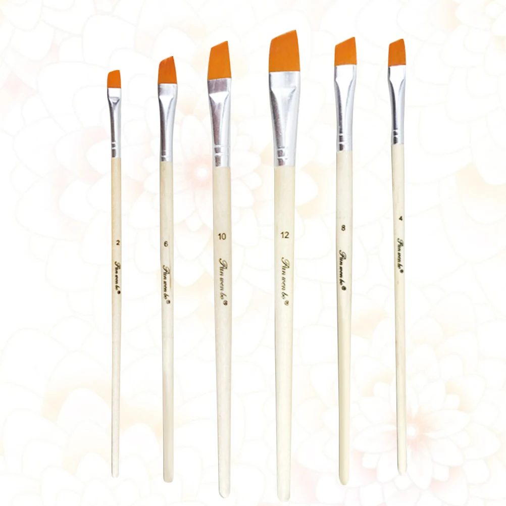 

6 pcs Watercolor Brushes Nylon Bristles Drawing Painting Set Kids Adults School Church Fairs Face Detail Large Area Easy Clean