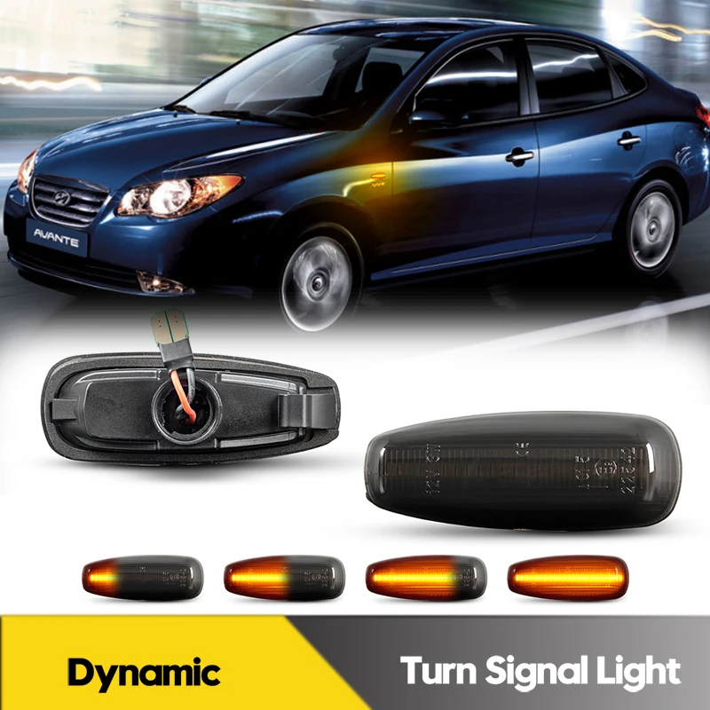 

2Pcs For Hyundai I30 Elantra Avante LED Dynamic Side Marker Light Turn Signal Lamps For Kia Rio Ceed Rondo Car Accessories