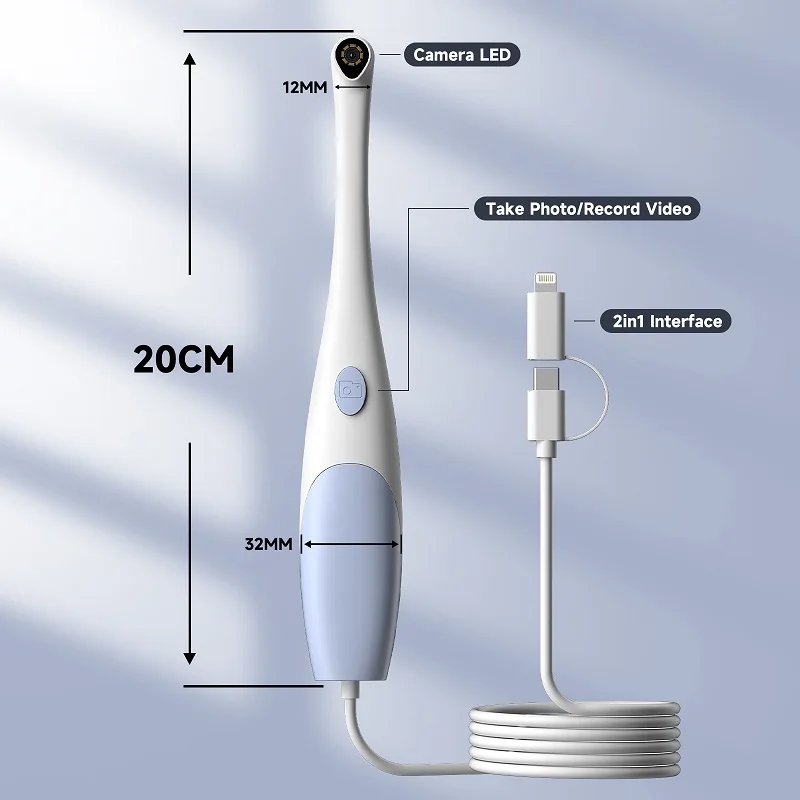 Oral Endoscope Camera 1440P Photo&Video Handheld Visual Borescope with 8 LED Lights Home Care System For Dental/Tooth Inspec view 5