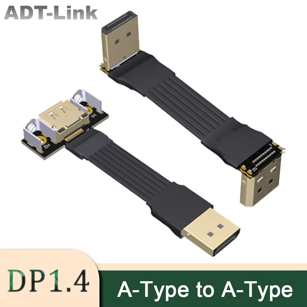 ADT-Link Shielded DisplayPort V1.2/1.4 Flat Cable 165Hz Display Port 1.4 Adapter GPU Video PC Laptop TV Displayport Ribbon Cable