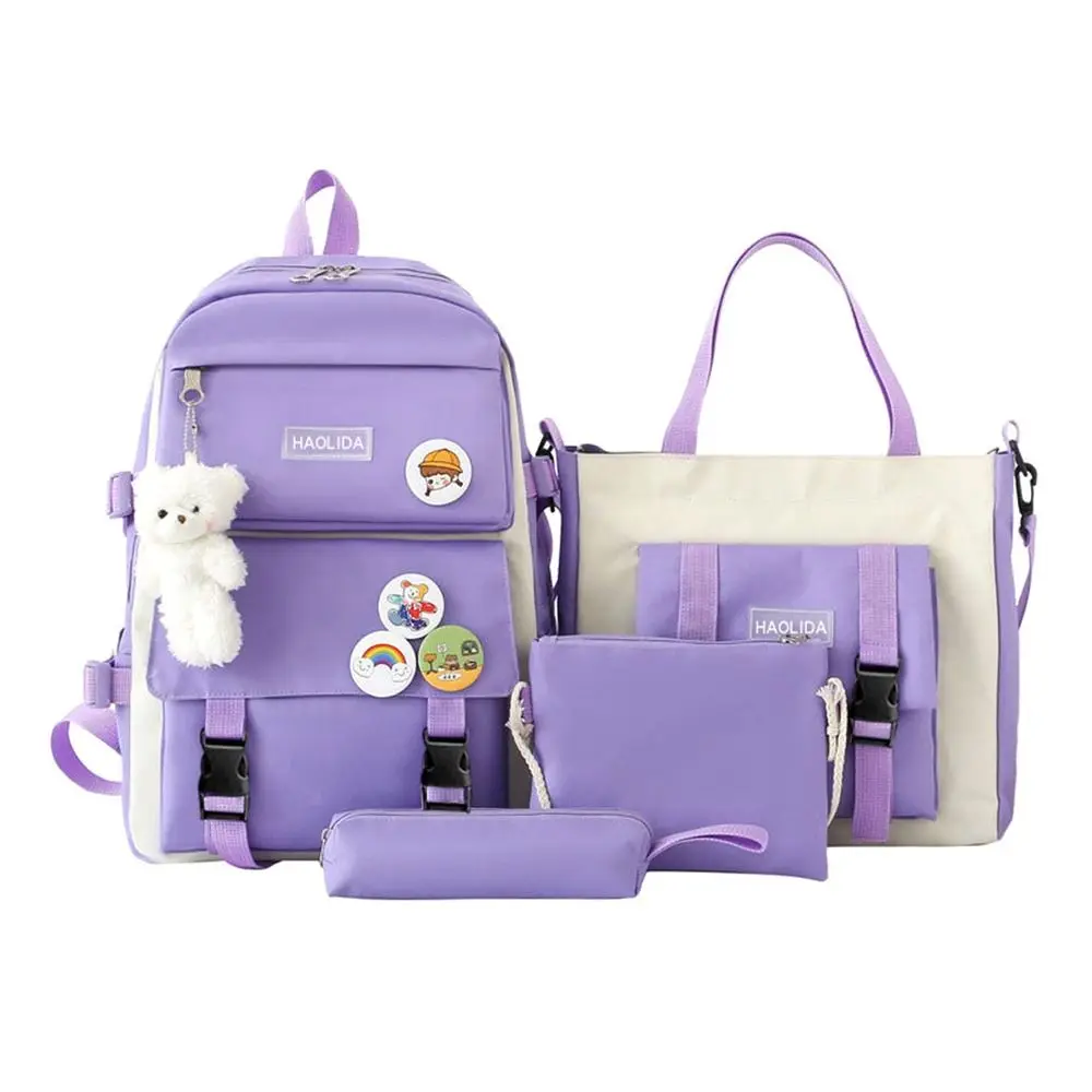 4 قطعة/المجموعة سعة كبيرة 4 في 1 على ظهره تنفس متعددة الوظائف حقيبة كتب عارضة حقيبة الظهر المدرسية حقيبة ظهر للطلاب #1