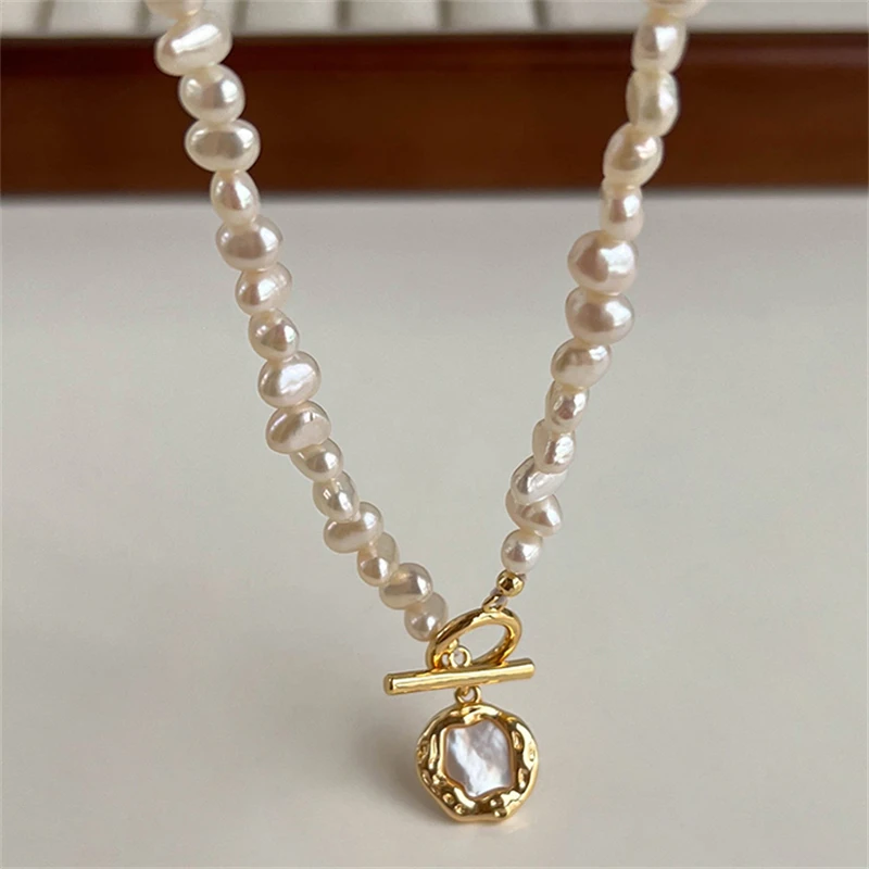 100% Baroque Freshwater Pearl 5-6mm Long Pearl Necklace For Women AAA Natural Freshwater Pearl Irregular Shell Pendant