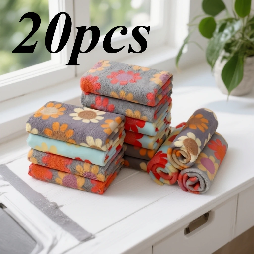20pcs Upgraded Assorted Bohemian Style Microfiber Face Towels Super Absorbent Ultra Soft No Shedding Decorated with Floral