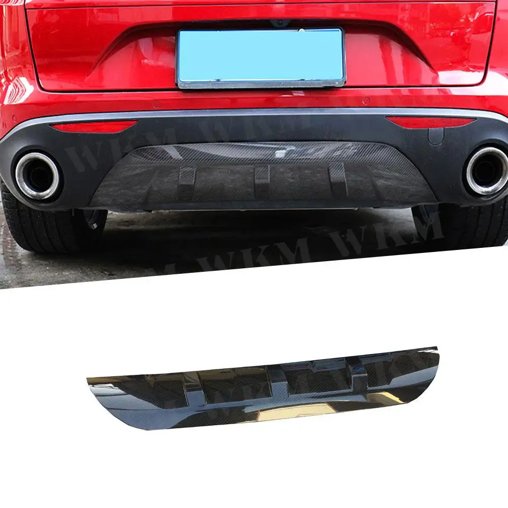 Carbon fiber Rear Lip Diffuser Trim For Alfa Romeo Stelvio 2017 2018 2019 ABS Fins Shark Style Bumper Cover Car Styling