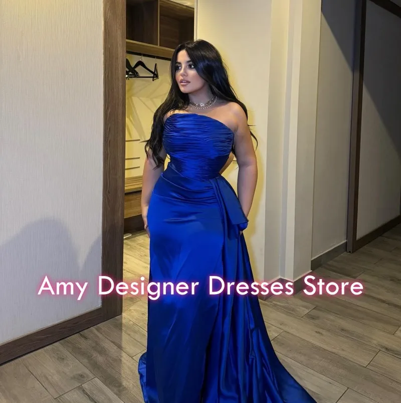 Eleganckie Sukienki Wieczorowe 2026 Bez Rękawów Syrenka Sukienka na Imprezę Galę Bez Ramiączek Falbany Wykwintne Suknie Balowe Szyte na Miarę