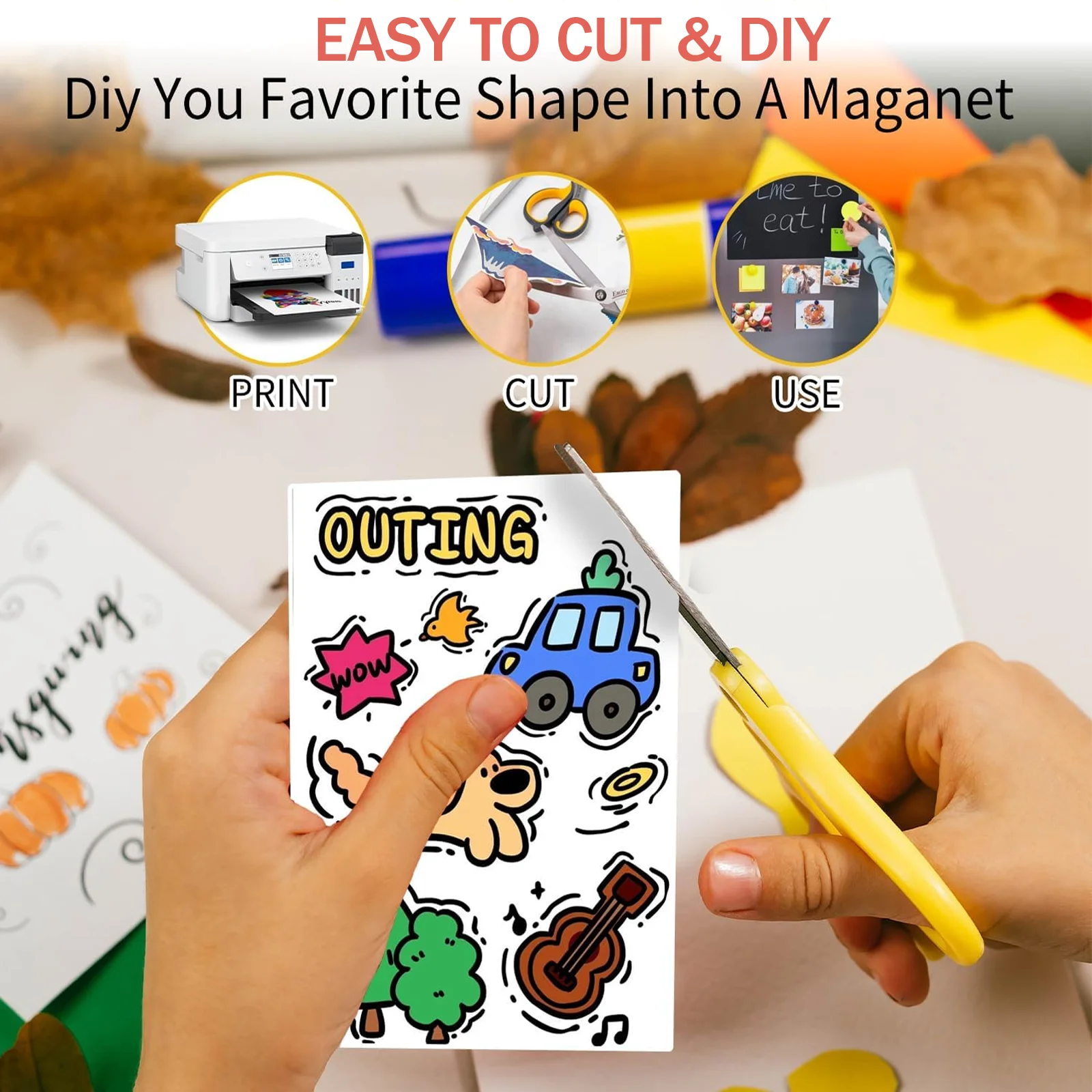 5 Sheets A4 Size Matte Finish Printable Magnetic Printing Sheets, Inkjet Printing Magnetic Photo Paper, Flexible Magnetic Paper