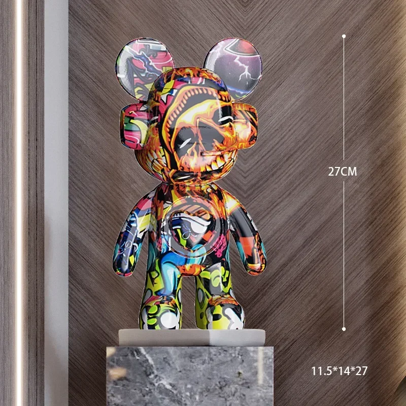 

Chaos Graffiti 35cm Luxury Resin DJ Bear Series Decorations Office Desk, Wine Cabinet Decoration, Fashion Decoration