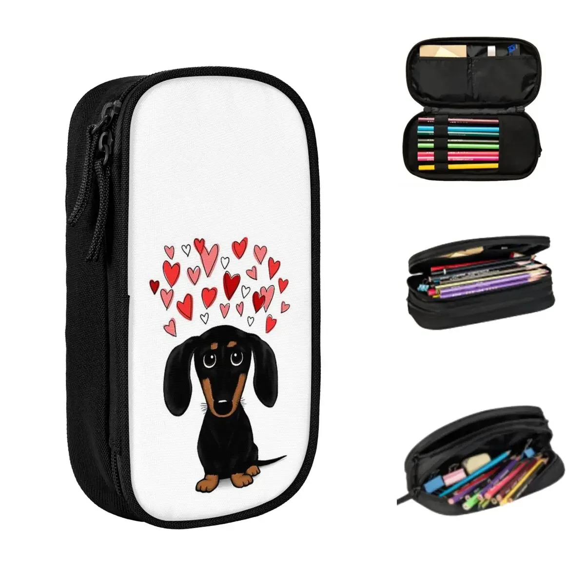 

Black And Tan Dachshund Dog Pencil Cases Large Storage Pen Bags Pen Box Pencil Pouch For Boys Girls Students Stationery School