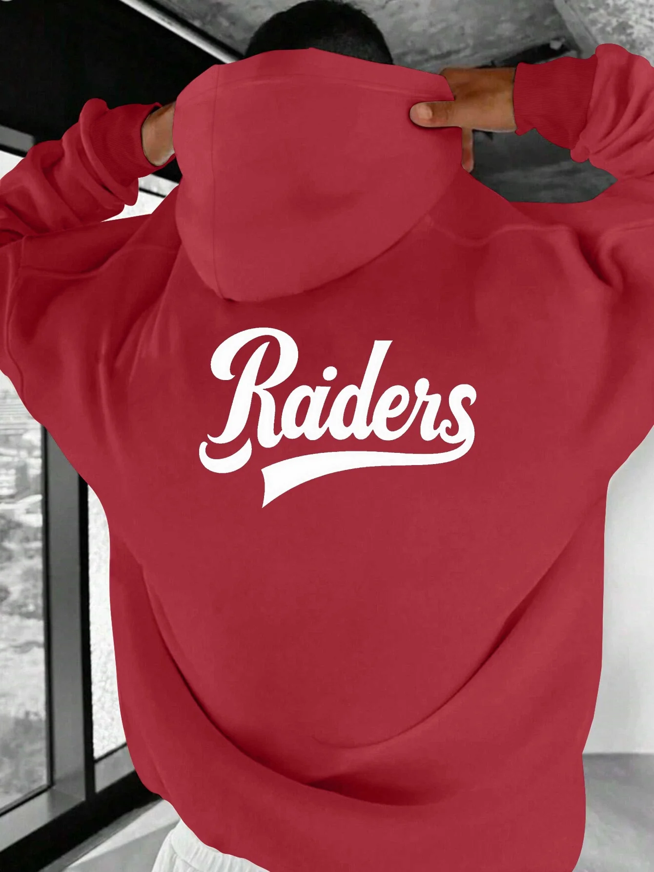 سويت شيرت رجالي كاجوال بغطاء للرأس مع طباعة النصي من Raiders، فضفاض بقلنسوة، قابل للغسل في الغسالة في الخريف والشتاء في الهواء الطلق #3