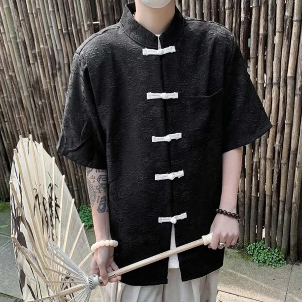 

Loose Fit Shirt Chinese Traditional Top Casual Summer Shirt Daily Casual Wear Chinese Traditional Summer Shirt