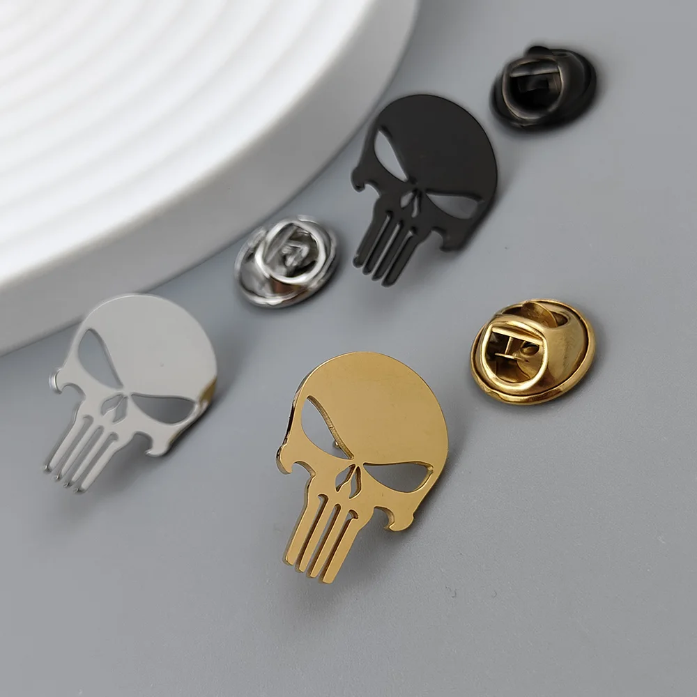 Unique design skull stainless steel brooch, stylish lapel pin, hero hobby collection accessories - Image 5